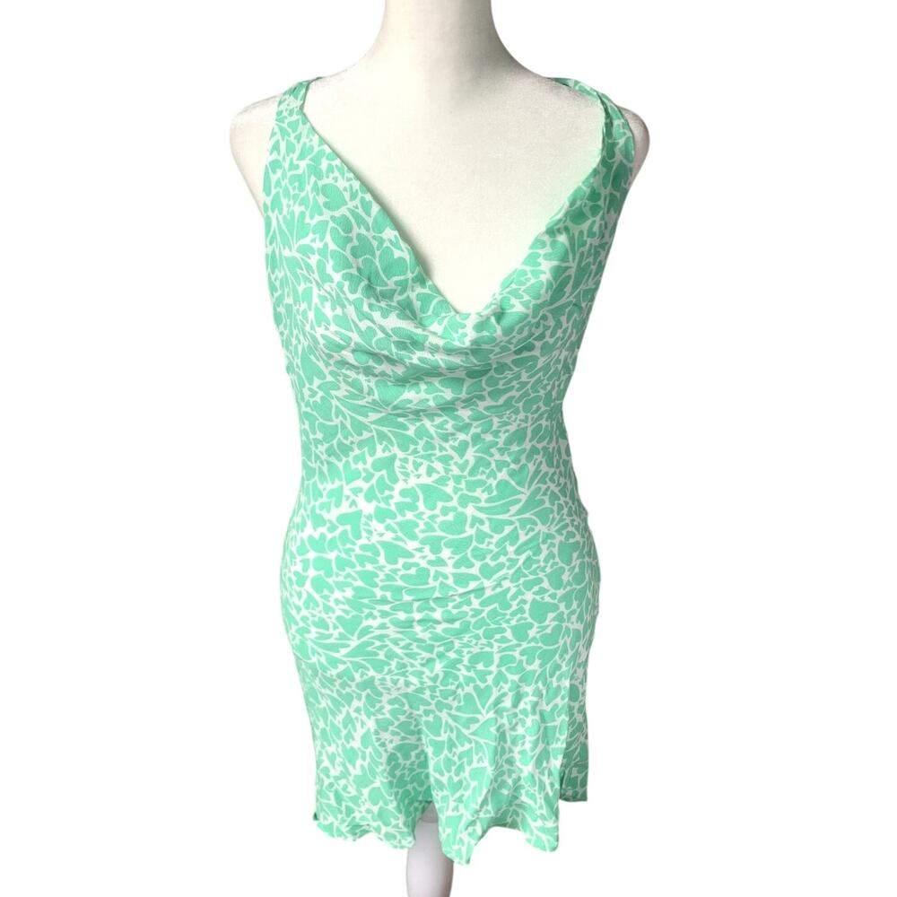 NWT Mint Green Heart Cowl Halter Summer Dress99